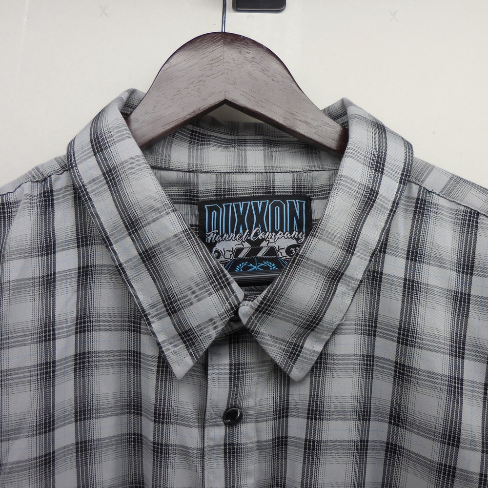 Dixxon Flannel Co Vagabond Grey Black Plaid Bamboo Blend SS Shirt Mens 3X Pearl - Picture 3 of 5